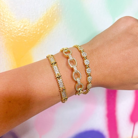 Taylor Shaye Zoe Diamond Flower Gold Bracelets - Picture 3 of 4